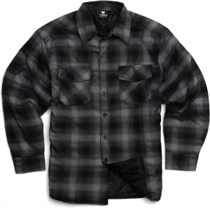 YAGO Men's Quilted Lining Button Up Plaid Flannel Shirt Jacket with Side Pockets