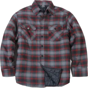 YAGO Men's Quilted Lining Button Up Plaid Flannel Shirt Jacket with Side Pockets