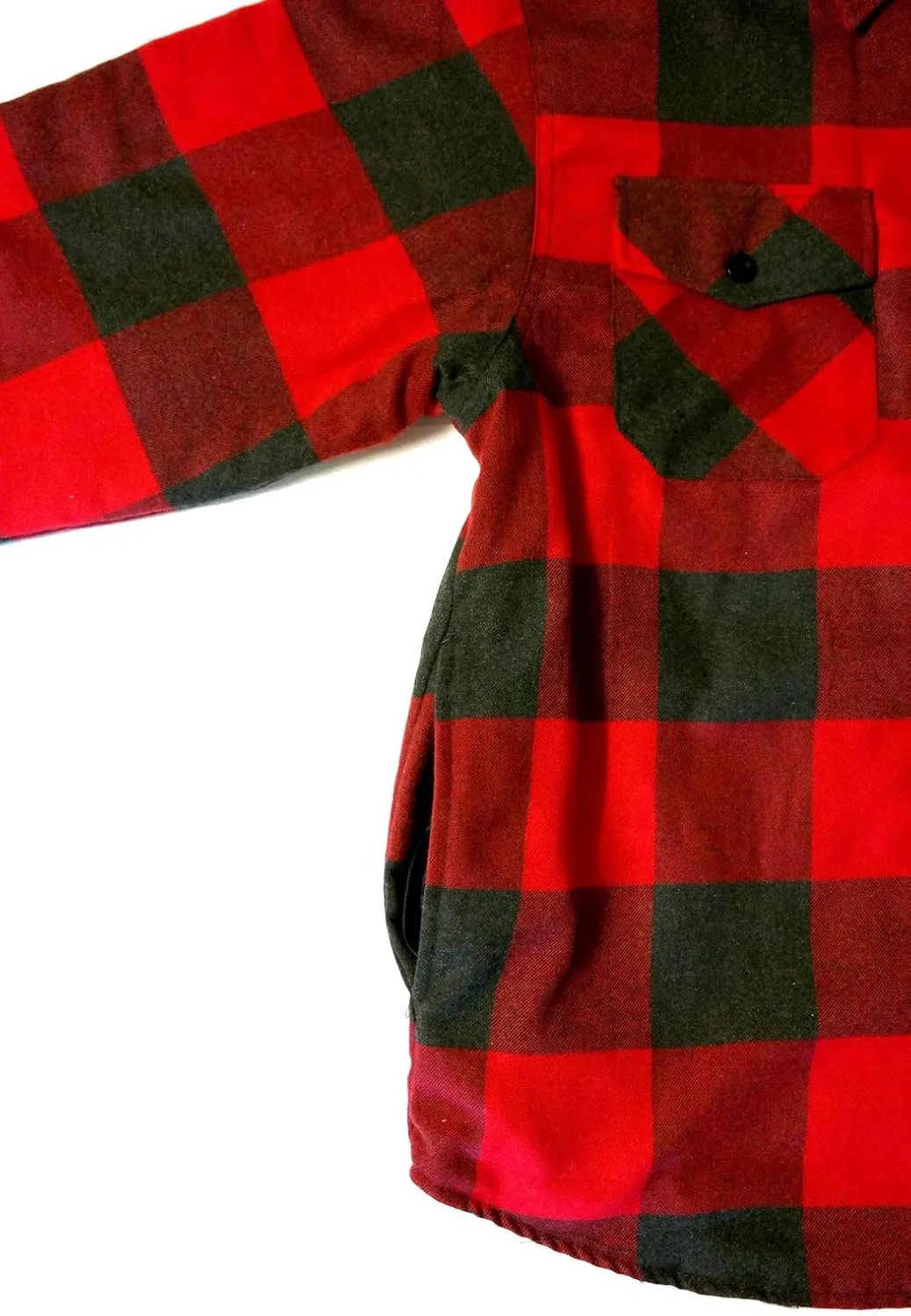 YAGO Men's Quilted Lining Button Up Plaid Flannel Shirt Jacket with Side Pockets