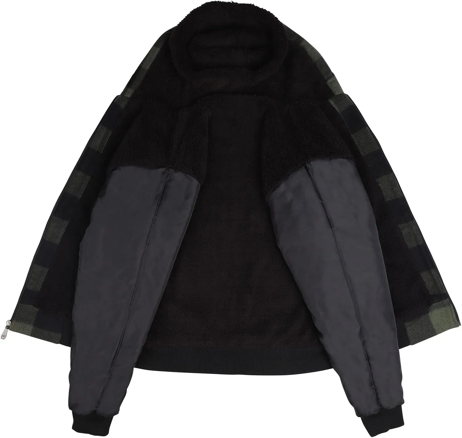 Yasumond Mens Buffalo Plaid Jacket Zip Up Sherpa Lined Fleece Flannel Coats