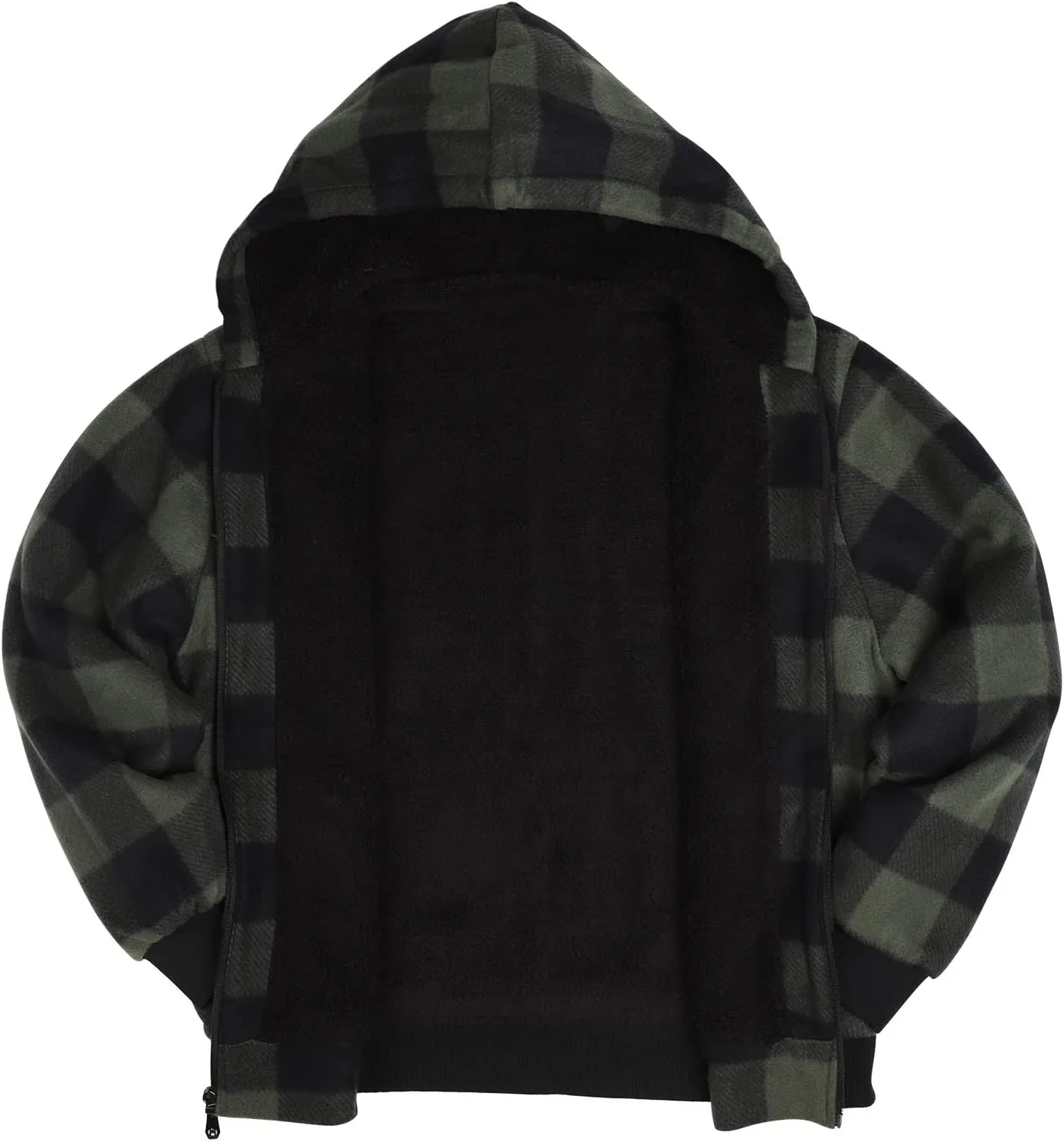 Yasumond Mens Buffalo Plaid Jacket Zip Up Sherpa Lined Fleece Flannel Coats
