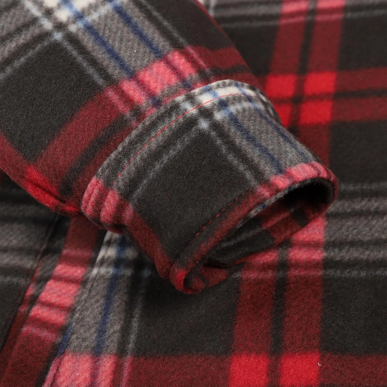 Yasumond Mens Heavy Sherpa Lined Fleece Plaid Flannel Jacket Zip Up Hoodies Warm Winter Coats Big Tall