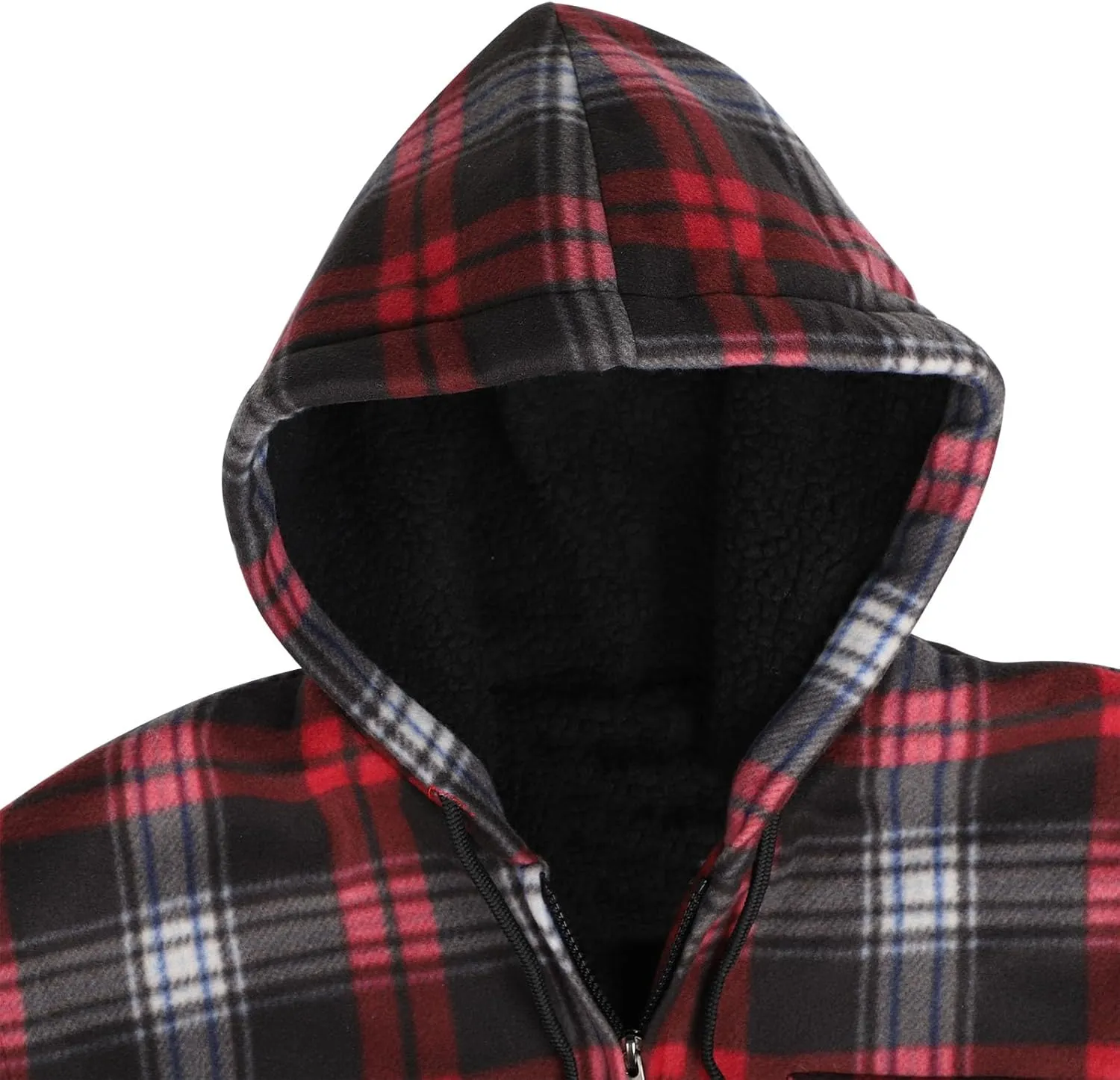 Yasumond Mens Heavy Sherpa Lined Fleece Plaid Flannel Jacket Zip Up Hoodies Warm Winter Coats Big Tall