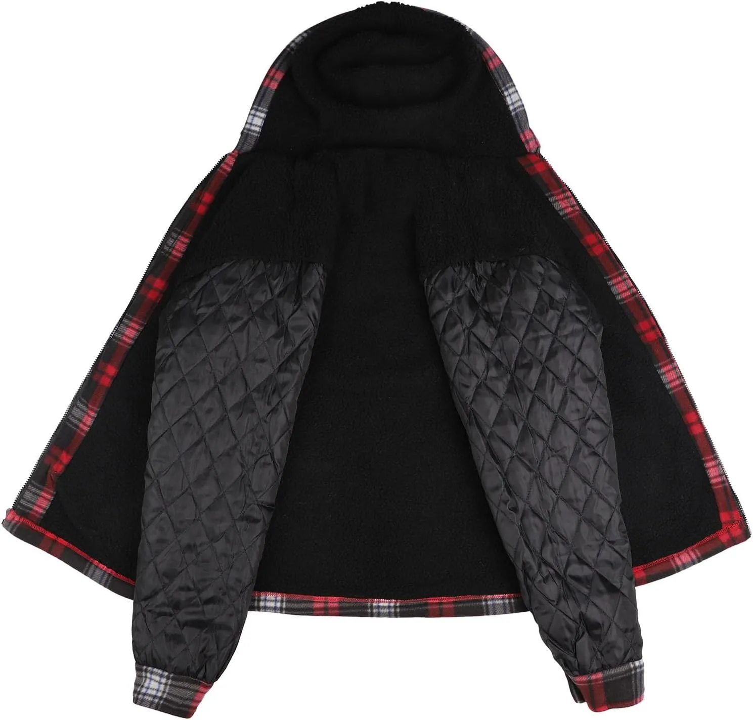 Yasumond Mens Heavy Sherpa Lined Fleece Plaid Flannel Jacket Zip Up Hoodies Warm Winter Coats Big Tall