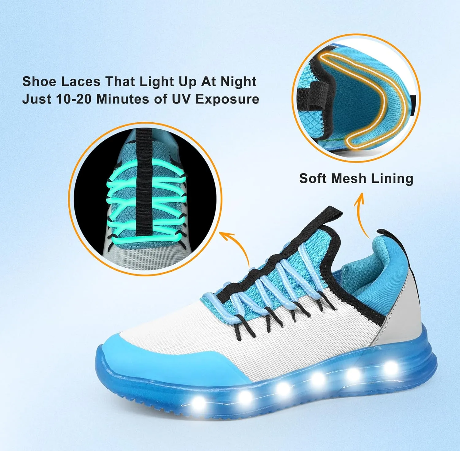 YESKIS Toddler Boys Girls Light Up Shoes Lightweight Mesh Breathable Fashion Led Flashing Walking Running Sneakers for Toddler and Little Kid