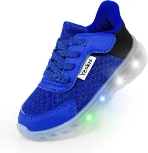 YESKIS Toddler Light Up Shoes Boys Girls Lightweight Breathable Mesh Non-Slip Running Sneakers for Toddler and Little Kid