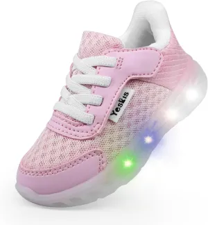 YESKIS Toddler Light Up Shoes Boys Girls Lightweight Breathable Mesh Non-Slip Running Sneakers for Toddler and Little Kid