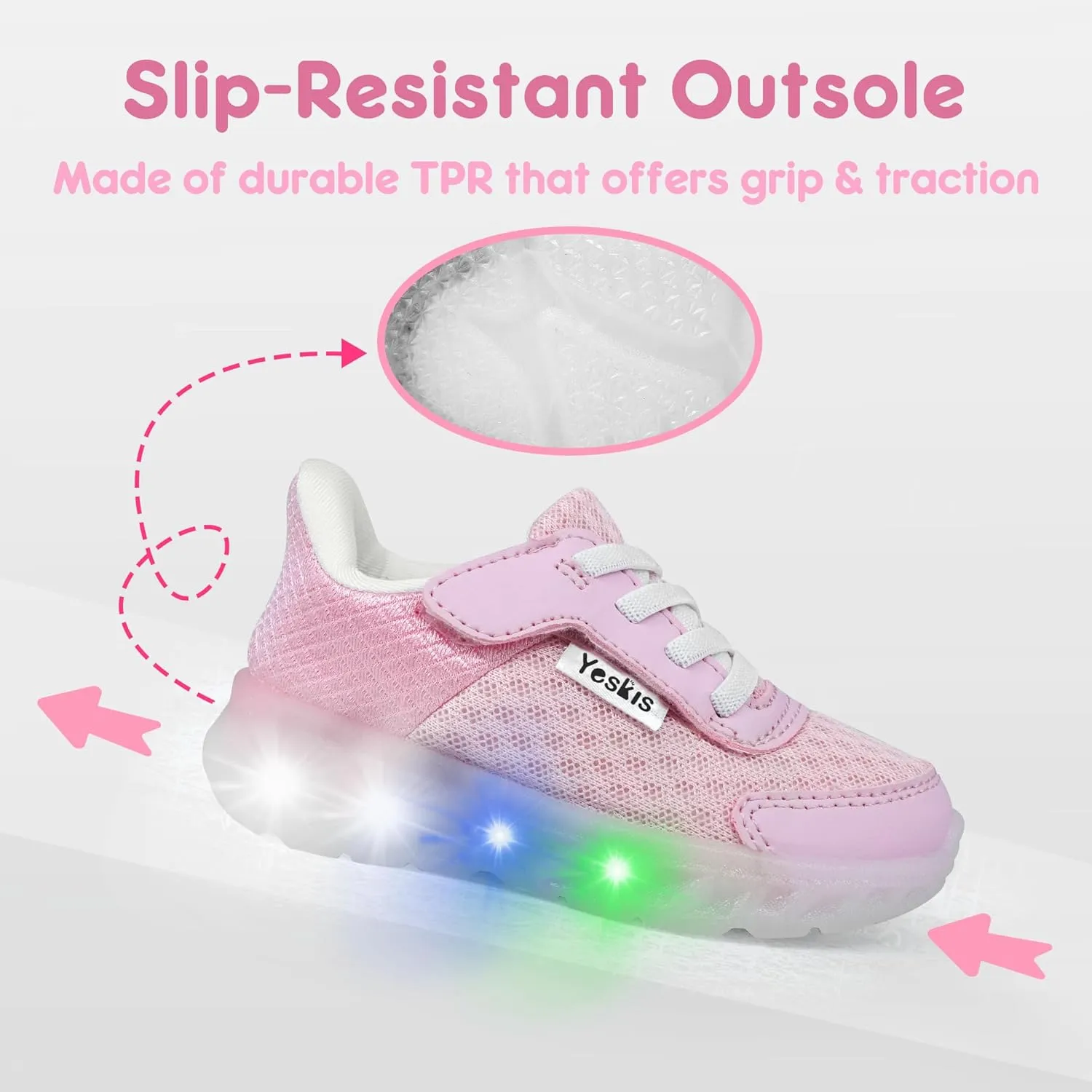 YESKIS Toddler Light Up Shoes Boys Girls Lightweight Breathable Mesh Non-Slip Running Sneakers for Toddler and Little Kid