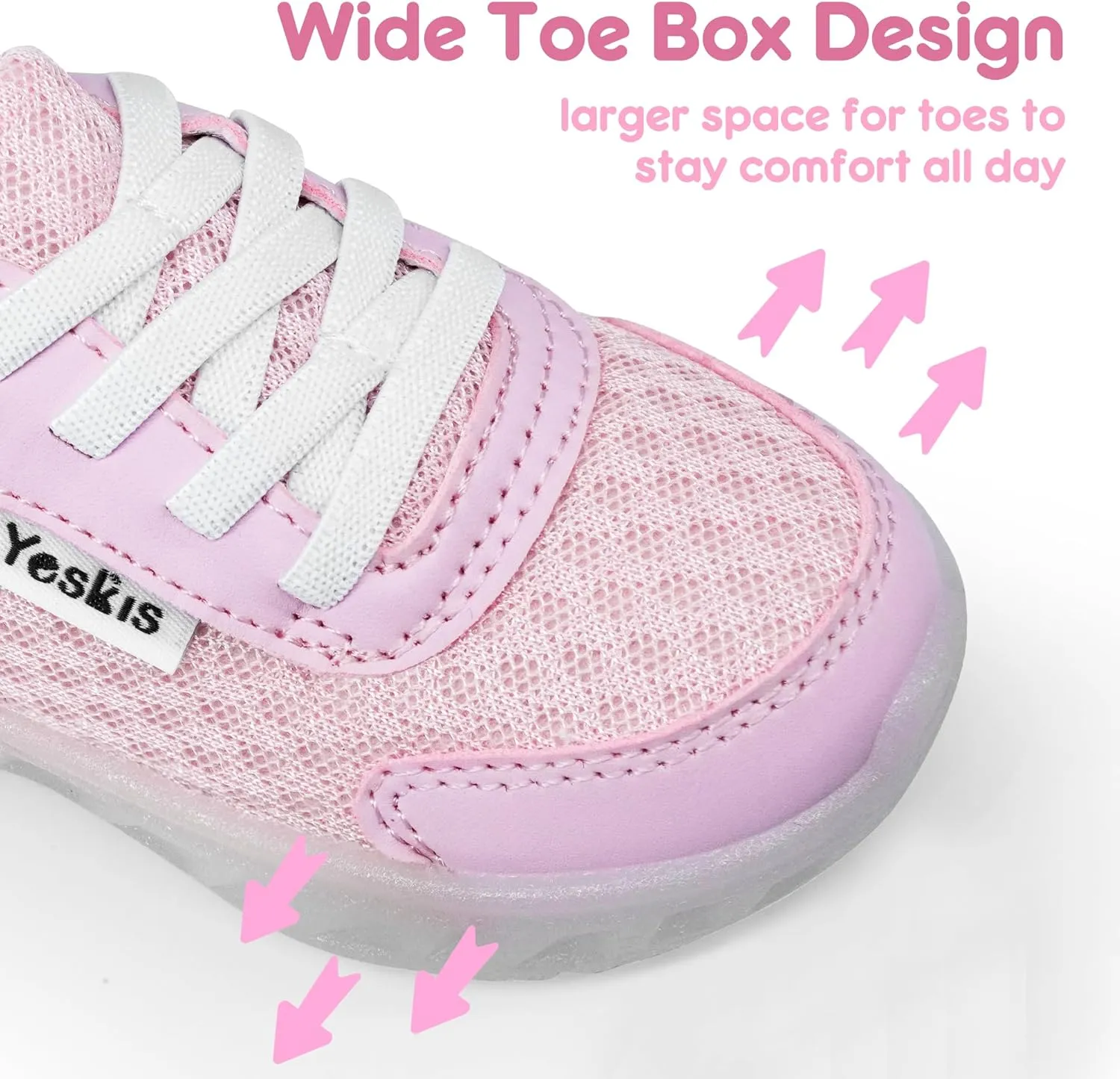 YESKIS Toddler Light Up Shoes Boys Girls Lightweight Breathable Mesh Non-Slip Running Sneakers for Toddler and Little Kid