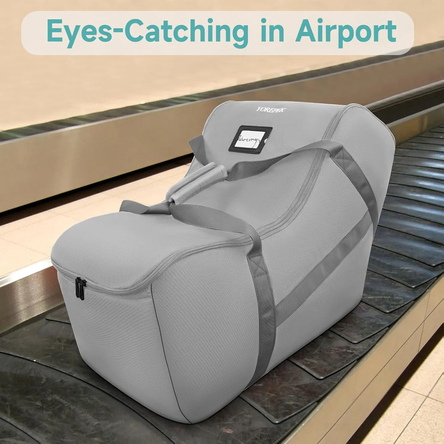 YOREPEK Car Seat Travel Bag for Airplane Compatible with Nuna Pipa Car Seat and Base, Fits for DOONA Stroller without Base, Padded Car Seat Carrier for Airport with 5 Protective Bumper Feet, All Gray
