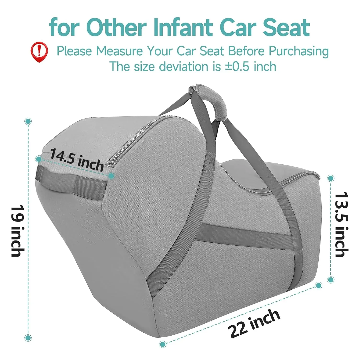 YOREPEK Car Seat Travel Bag for Airplane Compatible with Nuna Pipa Car Seat and Base, Fits for DOONA Stroller without Base, Padded Car Seat Carrier for Airport with 5 Protective Bumper Feet, All Gray