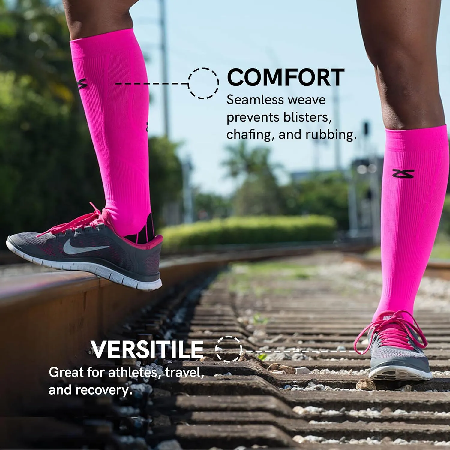 Zensah Tech  Compression Socks - Knee High Running Socks for Sports, Travel, Made in Italy