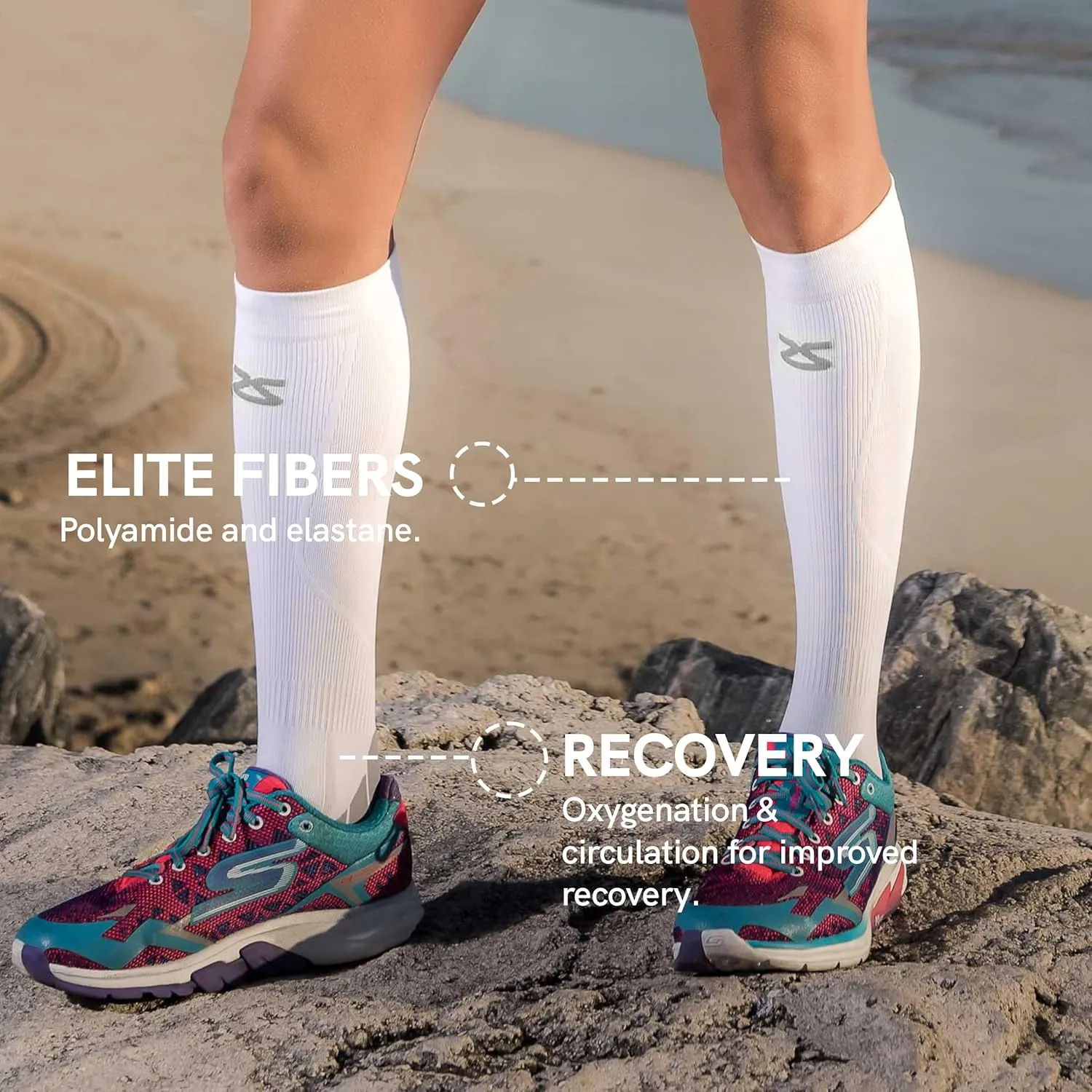 Zensah Tech  Compression Socks - Knee High Running Socks for Sports, Travel, Made in Italy