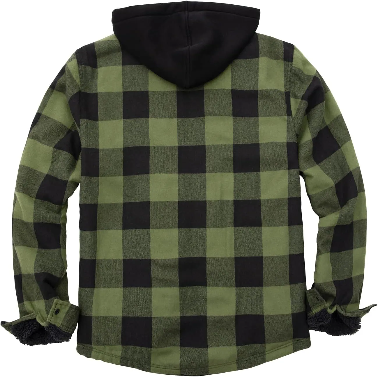 ZENTHACE Mens Sherpa Lined Flannel Shirt Jacket with Hood,Plaid Shirt-Jac,all Sherpa Lining