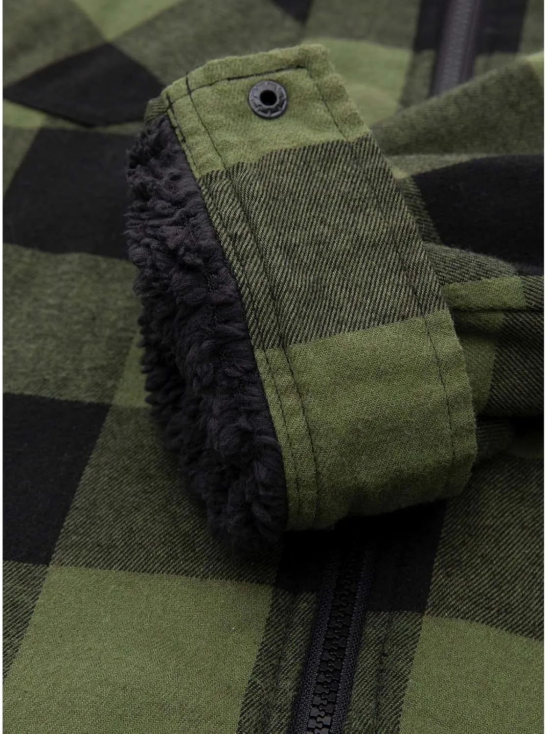 ZENTHACE Mens Sherpa Lined Flannel Shirt Jacket with Hood,Plaid Shirt-Jac,all Sherpa Lining