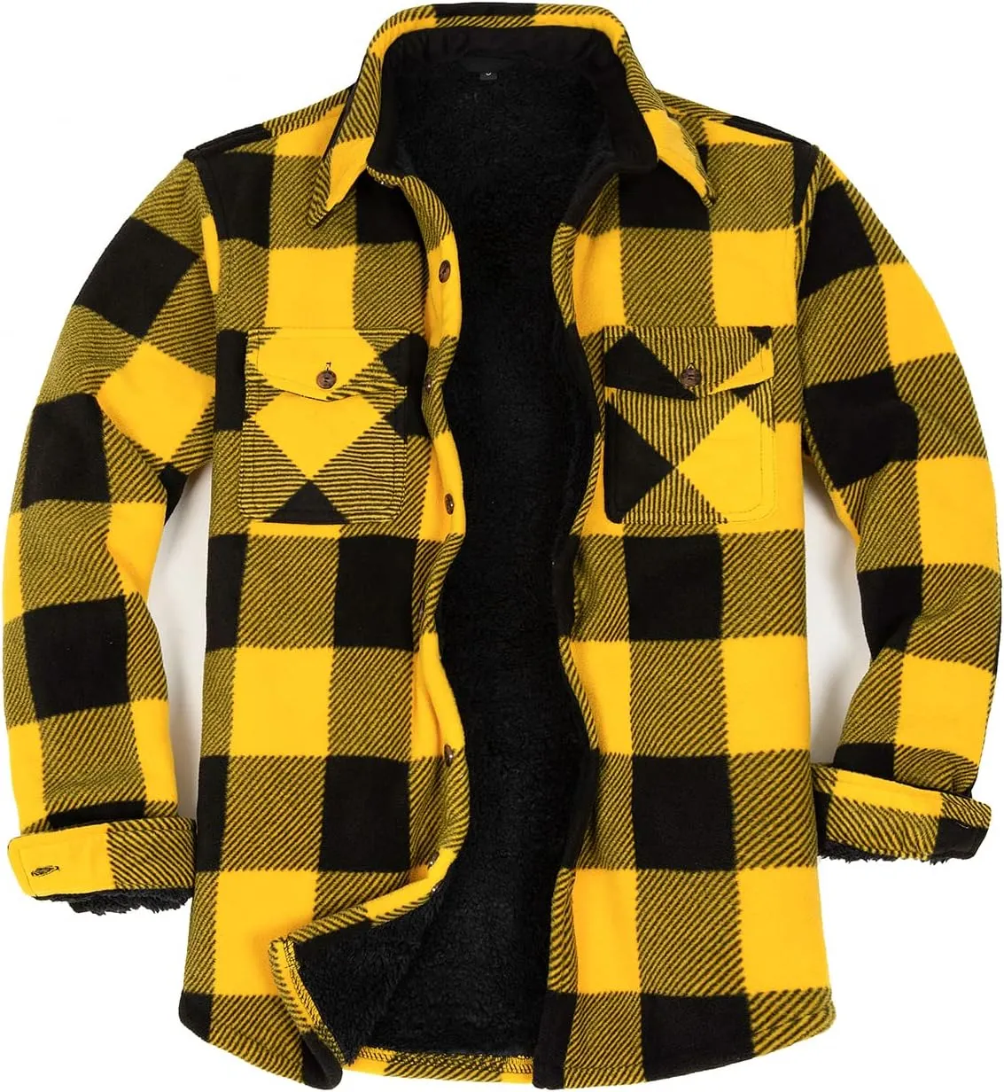 ZENTHACE Men's Warm Sherpa Lined Fleece Plaid Flannel Shirt Jacket(All Sherpa Fleece Lined)