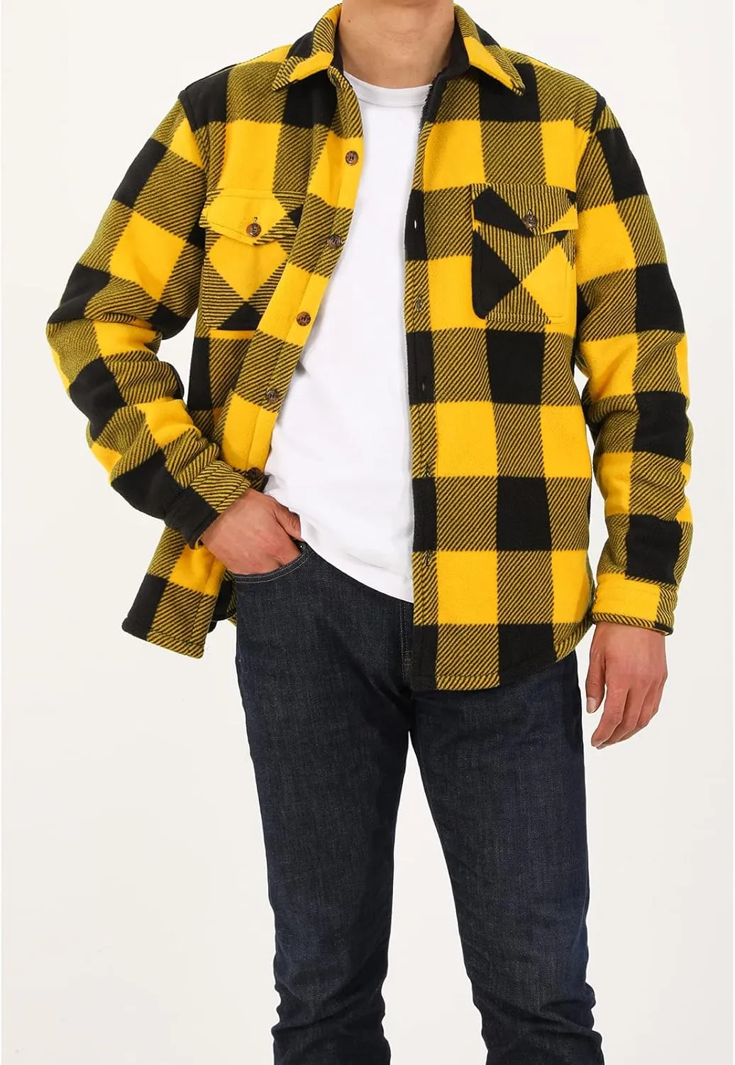 ZENTHACE Men's Warm Sherpa Lined Fleece Plaid Flannel Shirt Jacket(All Sherpa Fleece Lined)