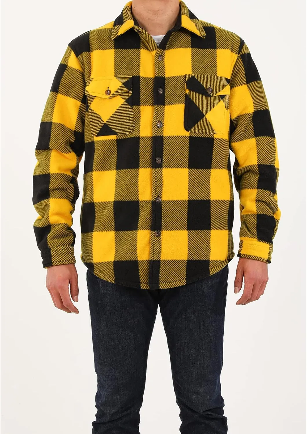 ZENTHACE Men's Warm Sherpa Lined Fleece Plaid Flannel Shirt Jacket(All Sherpa Fleece Lined)