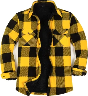 ZENTHACE Men's Warm Sherpa Lined Fleece Plaid Flannel Shirt Jacket(All Sherpa Fleece Lined)