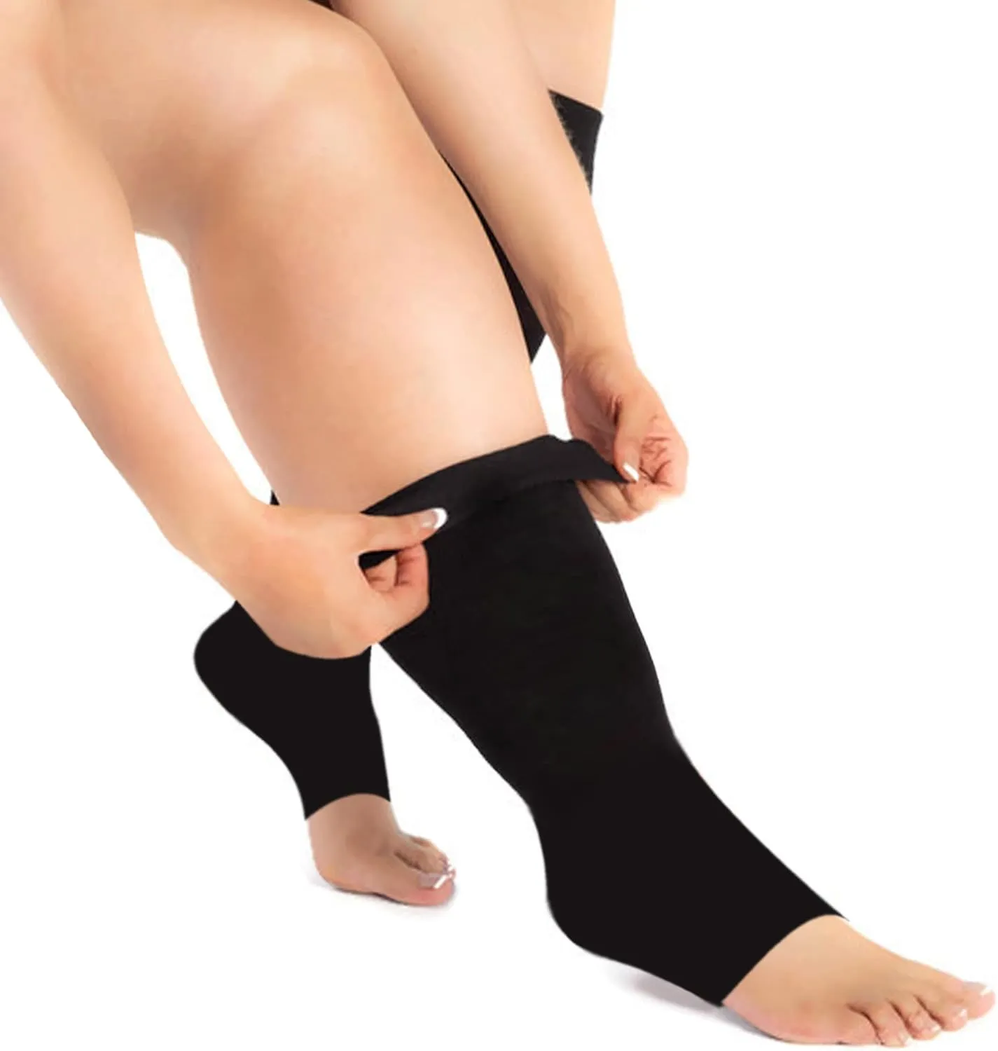 Zeta Wear Plus Size Compression Socks Open 15-19 mmHg Support for Men & Women Wide Calves, Swelling, Varicose Veins, Travel