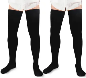 Zhanmai 2 Pairs Thigh High Men's Compression Socks 20-30 Mmhg Compression Stocking with Silicone Grip Men's Dress Socks (xx-large)