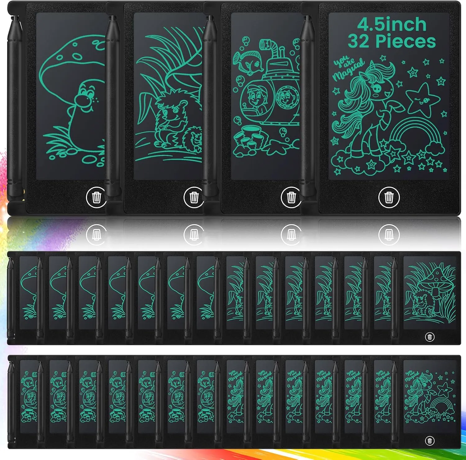 Zhehao 32 Pcs Mini LCD Writing Tablet 4.5 Inch Educational Toys Learning Writing Pad Erasable Drawing Pad Reusable Learning Toy Gift Preschool Art Board for Girls Boys Birthday Favor(Black)