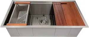 ZLINE 33" Garmisch Undermount Single Bowl Stainless Steel Kitchen Sink with Bottom Grid and Accessories (SLS-33)
