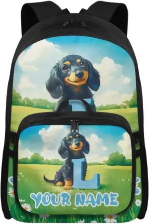 ZOUTAIRONG Kids Backpacks for Girls Boys Personalized Large Capacity School Bag and Removable Dining Bag, Dachshunds Pattern 17 Inch Bookbag with Side Pockets